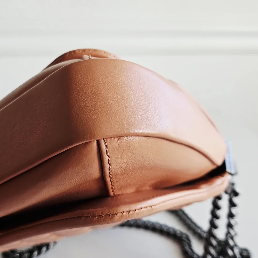 Chanel Peach Quilted Top Handle Flap Bag